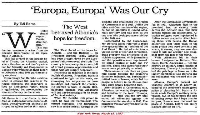 When Edi Rama criticized Europe for turning a blind eye to Albania